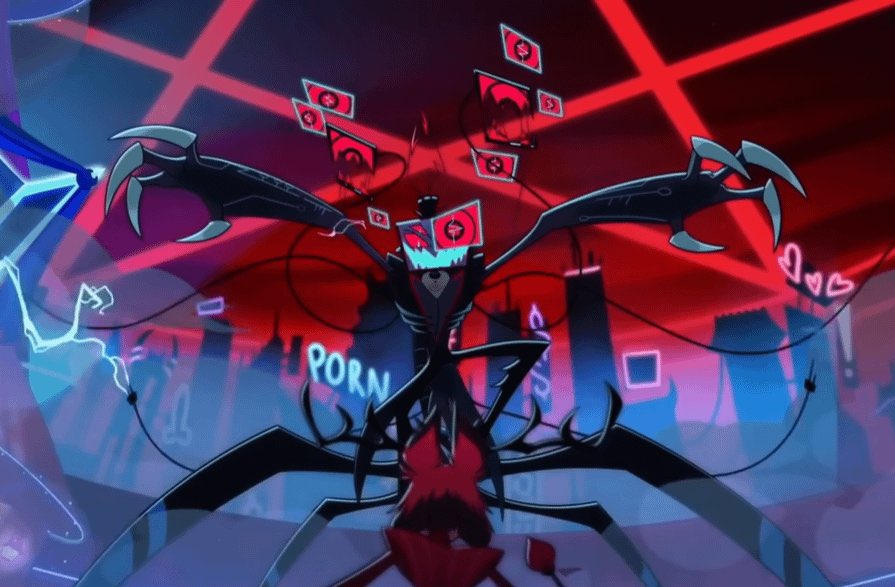 CEOofchiscara's tweet photo. I think about the line “I’m just like you except I’m smarter sharper brighter newer” in don’t you forget reprise a lot because Vox is really just calling alastor inspiring again and it’s shown how inspired he was by all the times he’s just copied alastors moves https://t.co/zDPJU5WttX