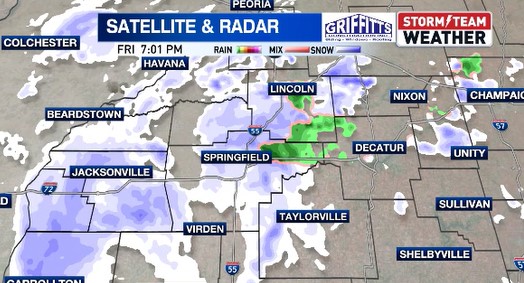 Some light snow has developed in Springfield and Lincoln, and we'll likely see a little more snow overspreading central Illinois over the next couple of hours.