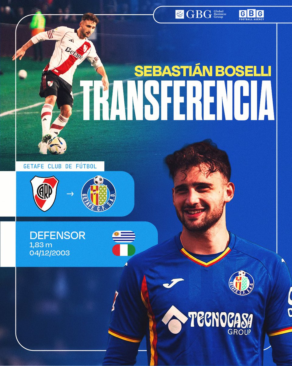 🇪🇸 Sebastián Boselli llega al fútbol español 

🔵 @getafecf 

𝐆𝐁𝐆 𝐅𝐨𝐨𝐭𝐛𝐚𝐥𝐥 𝐀𝐠𝐞𝐧𝐜𝐲 | #𝗚𝗕𝗚𝗣𝗹𝗮𝘆𝗲𝗿