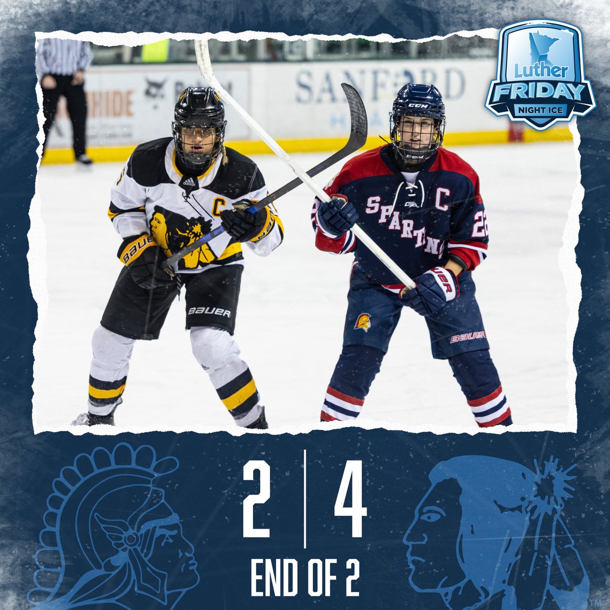 YouthHockeyHub's tweet photo. FRIDAY NIGHT ICE
Pres. by Luther

After 2
Warroad > Orono (4-2)

🥅Warroad: Reese (2), Anthony, French
🥅Orono: Logan, Albrecht https://t.co/bPTIVbboBr