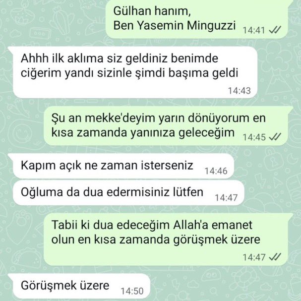 🔴 Yasemin Minguzzi, 15 yaşında bir şahıs tarafından bıçaklanarak öldürülen 17 yaşındaki Atlas'ın annesi Gülhan Çağlayan ile konuşmasını paylaştı:

"Bundan sonra mağdur aileler olarak böyle mesajlaşmalarız mı olacak? Çok yazık.."