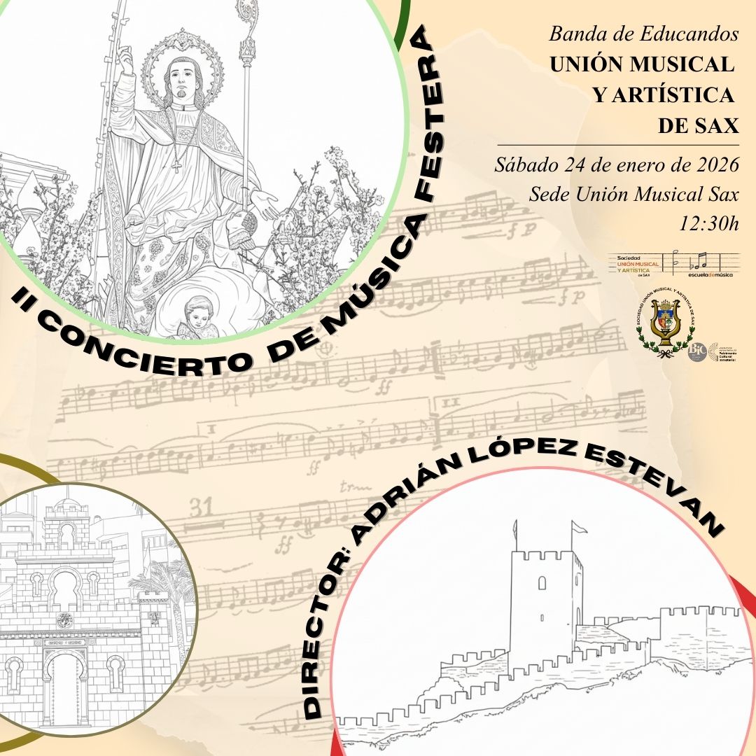 ☪️✝️ Se acercan nuestras queridas fiestas de Moros y Cristianos en honor a San Blas y, como siempre, nuestra Sociedad sigue apostando por la cultura musical festera:

🎼 El sábado 24 de enero (banda educandos)
🎶 El viernes 30 de enero (banda sinfónica)

Más info en los carteles