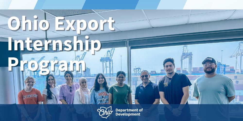 OhioDevelopment's tweet image. Need help reaching international markets?
The Ohio Export Internship Program pairs Ohio companies with motivated college interns focused on export work. 
Companies can learn more and apply now, at: bit.ly/3D7kGjq