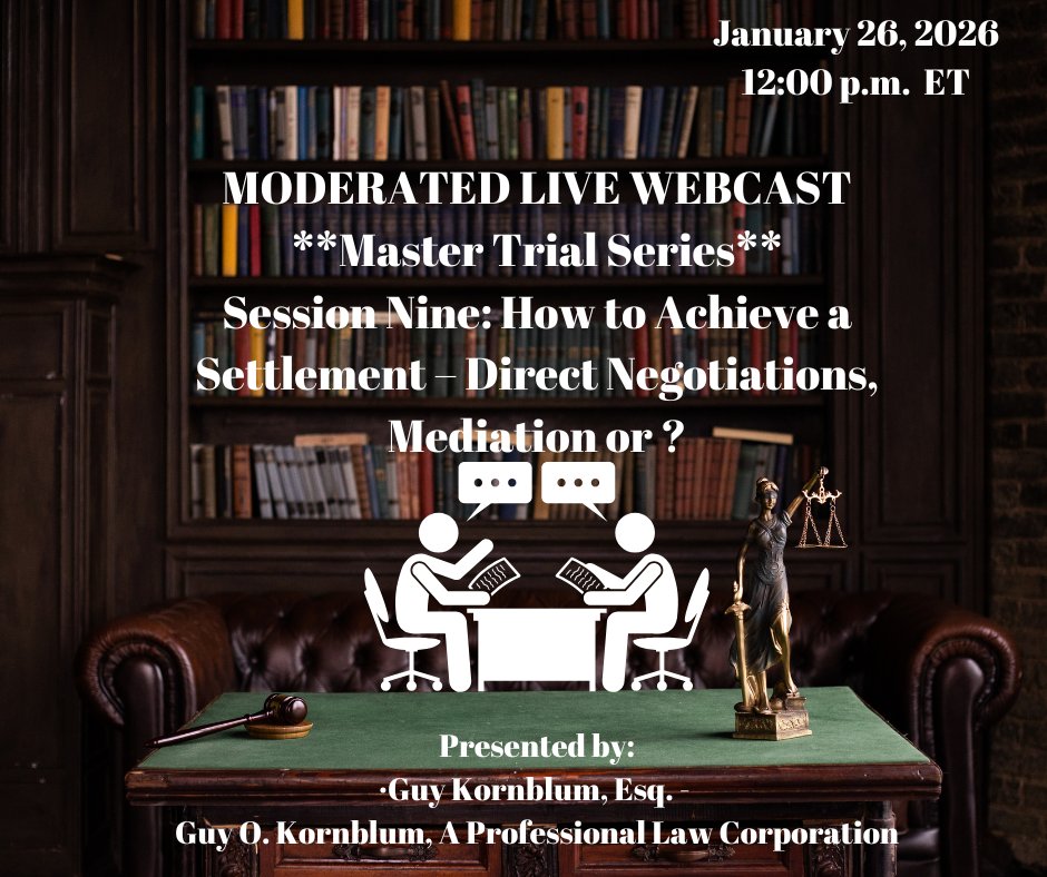 Resolution begins long before the negotiation table ⚖️
Session 9 shows how timing and strategy shape settlement success.
celesq.com/webcast/modera…
#CivilLitigation #NegotiationTips #CLE
