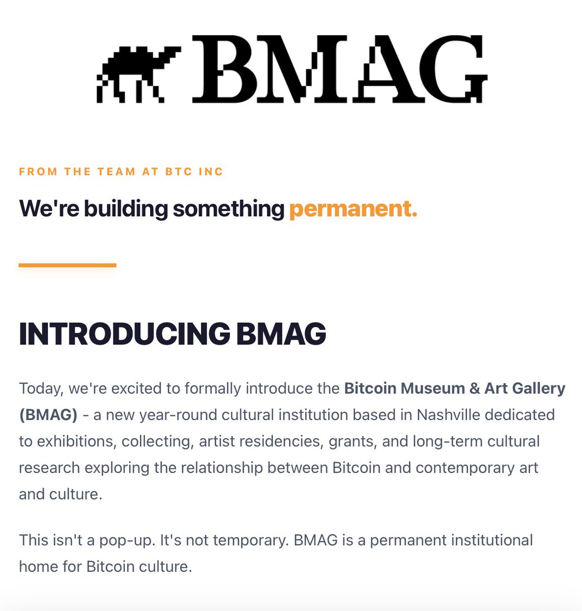 A museum for Bitcoin culture directed by Dennis Koch? A reason to go to  Nashville more often