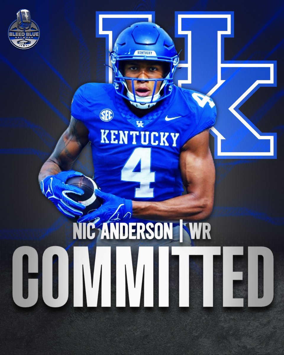 Kentucky has landed transfer WR Nic Anderson. He has 50 catches for 908  yards and 12 TD's with Oklahoma and LSU respectively.