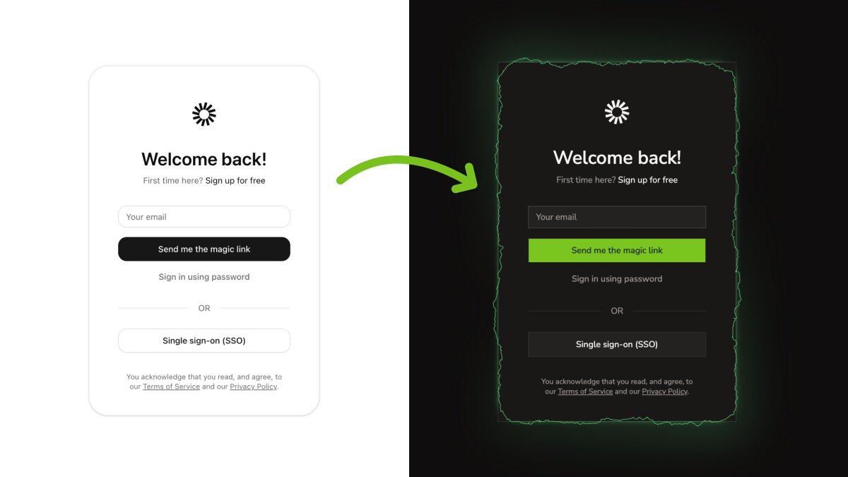 Original vs the new version, recreated with our styling and animated using react-bits.