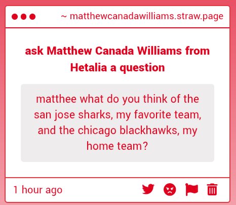 _MatthewCanada's tweet image. They're good! And the Toronto Maple Leafs are my favorite!! Im sure they will win the cup for sure!!! (They haven't won since 1967)