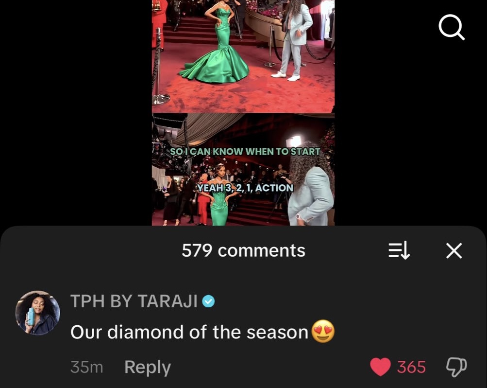 OlandriaNetwork's tweet image. Taraji Henson (Ms cookie) commented on a video of Olandria via TikTok.