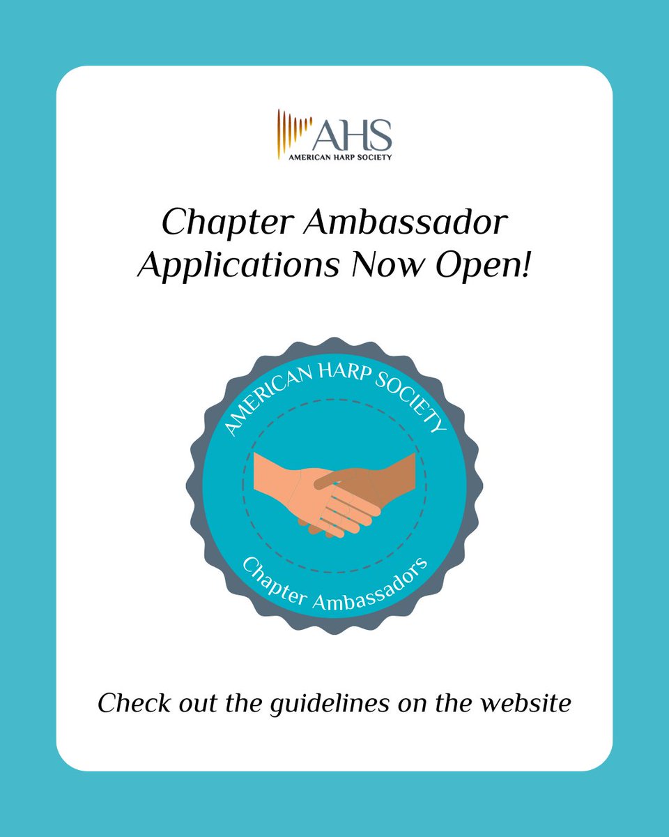 Chapter Ambassador Applications Now Open! 🎶 Learn more and apply on the website: loom.ly/xjaq1co

#harp #Harps #harpist #harpists #harpistlife #harpsociety #harpista #harplife