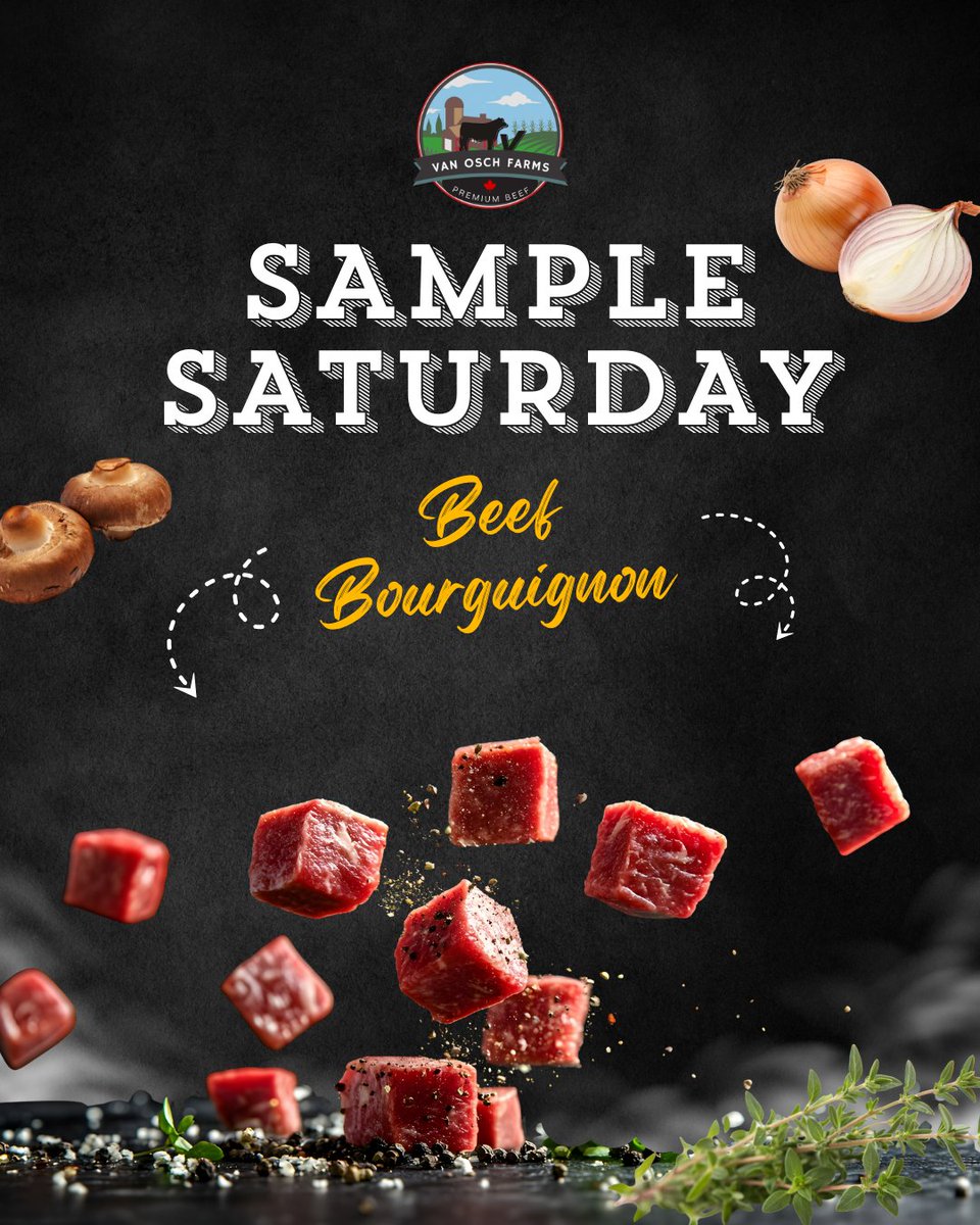 VanFarms's tweet image. We can't wait to see you and feed you some amazing, flavorful, fantastic beef bourguignon made with Van Osch Farms blade roast. Sample Saturdays are BACK! We will be here tomorrow (Saturday) from 9-3. #ontariobeef #samplesaturday #freesample #localbeef #sustainablefood