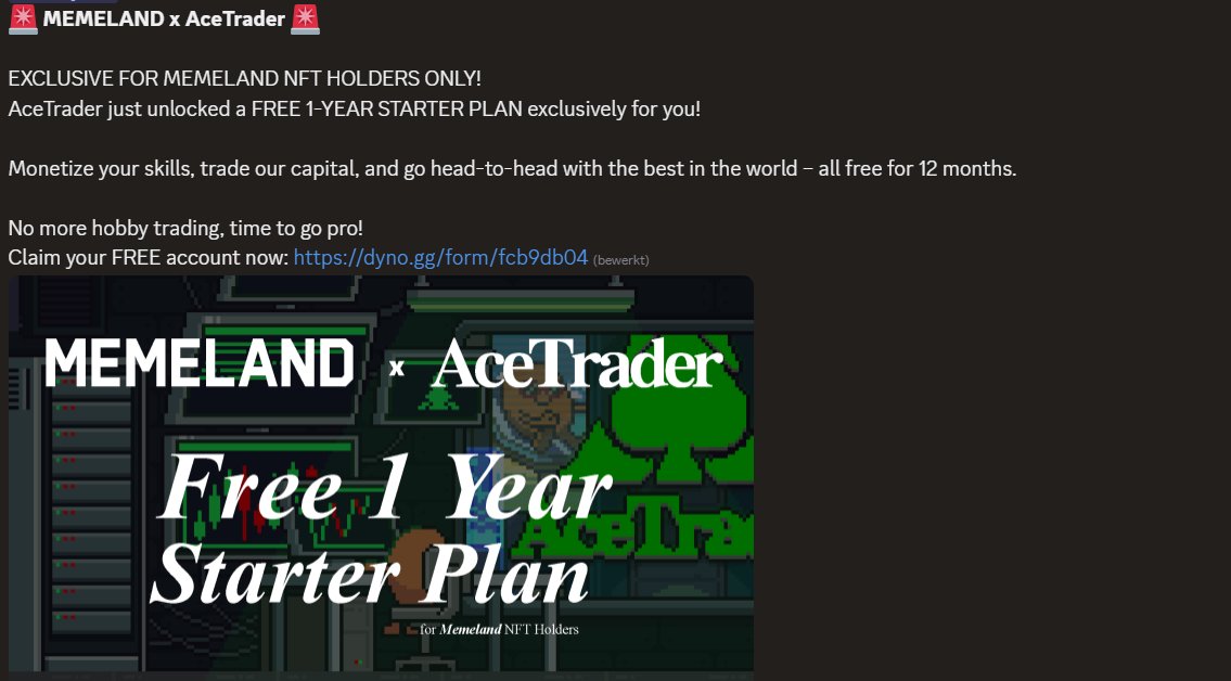 Well, this is nice! 

A 12 month free subscription to <a href="/AceTrader/">AceTrader</a>. 

Thanks <a href="/Memeland/">Memeland ❤️ Memecoin</a> and <a href="/9GAG/">9GAG ❤️ Memeland</a> !  

<a href="/stakeland/">Stakeland</a>