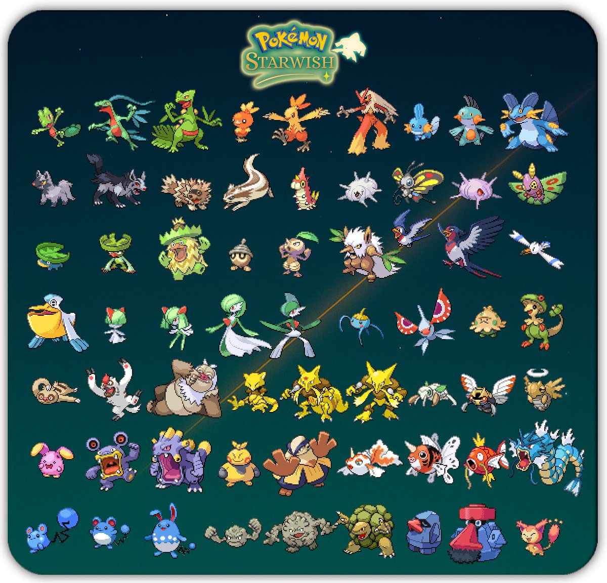Zamius3's tweet image. Got finally our @PokemonStarwish Pokédex library done. 🥳

It turned out quite nice-looking and even created some funny moments happening between some of them, if you can spot them ;D
#pokemonfangame #pokemonstarwish