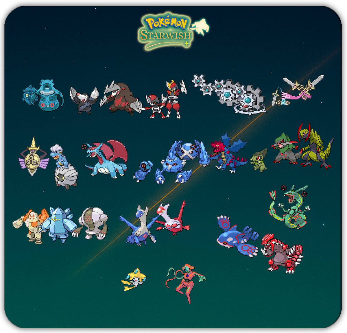 Zamius3's tweet image. Got finally our @PokemonStarwish Pokédex library done. 🥳

It turned out quite nice-looking and even created some funny moments happening between some of them, if you can spot them ;D
#pokemonfangame #pokemonstarwish