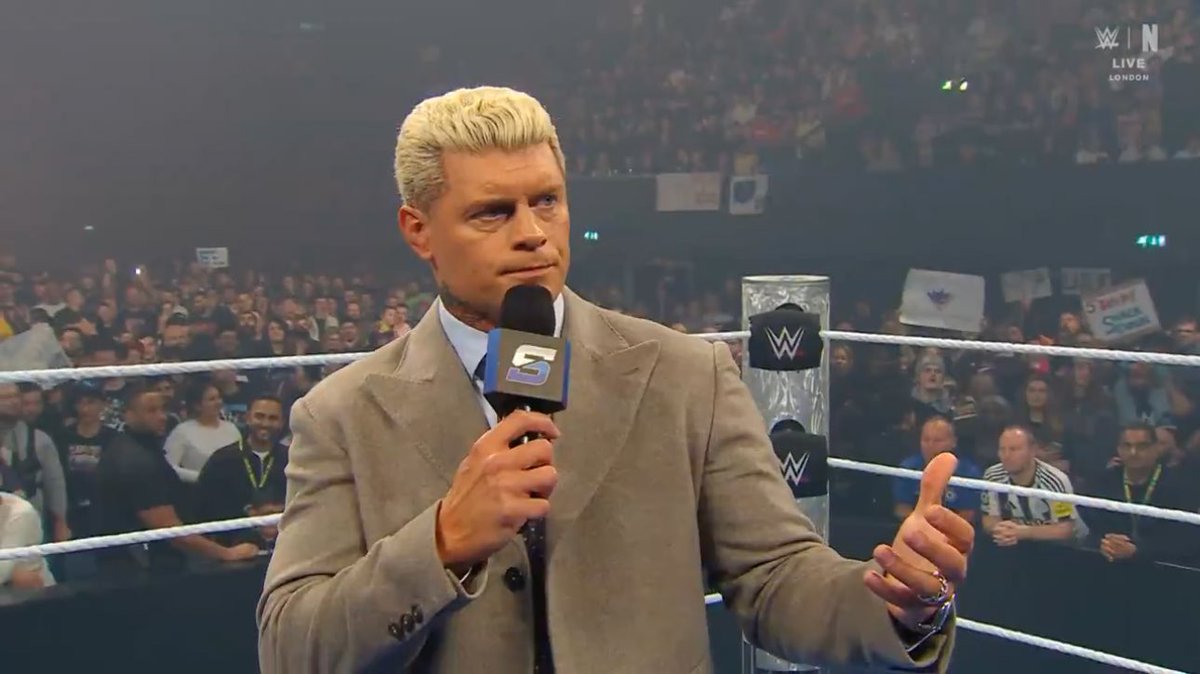 WrestleOps's tweet photo. Cody Rhodes declares himself the first entrant into the 2026 Royal Rumble Match.

#SmackDown https://t.co/UzJk9HUhxL