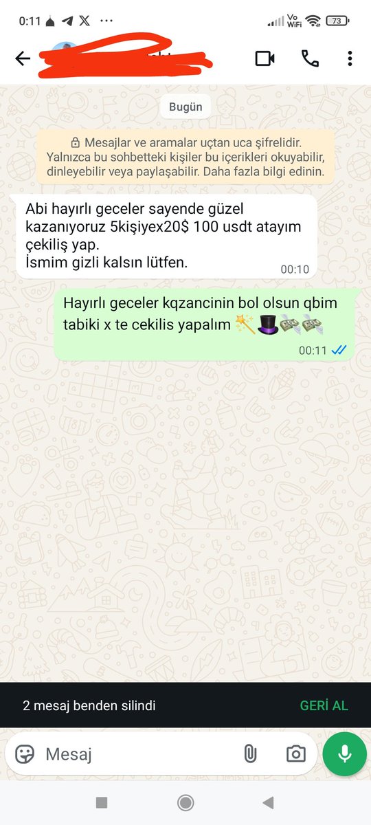 Hayırlı geceler arkadaşlar 
Grubumuzda para kazanan bir qrkadaslqr çekiliş yapmak istiyor 
5 kişiye 20 dolar totel de 100 usdt 🪄🎩💸
RT beğeni yorumlar arasından seçeriz 
Not(eğer telegram grubunda yoksaniz odulunuz iptal olur )

Telegram linki 👇 
t.me/vadelisihirbaz…