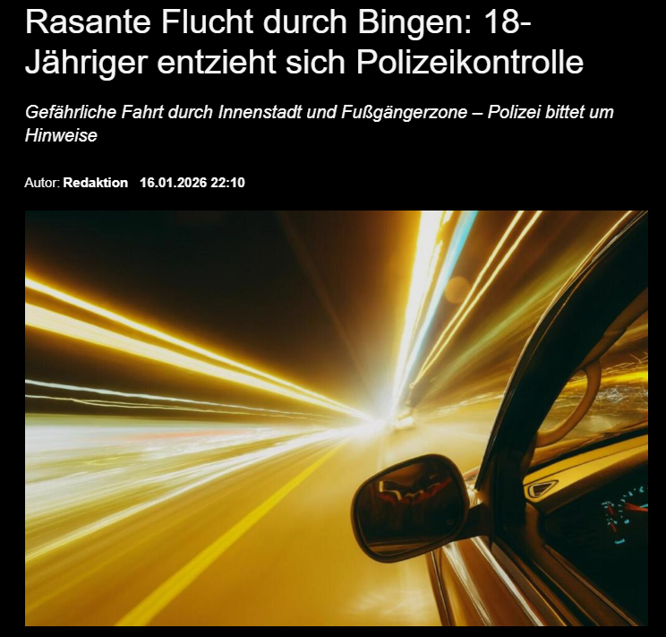 Md1980byc's tweet photo. Eine geplante Verkehrskontrolle ist am Freitagnachmittag, 16. Januar 2026, in #Bingen eskaliert.

https://t.co/20QsOwWIvi https://t.co/rW9OQmcOV7