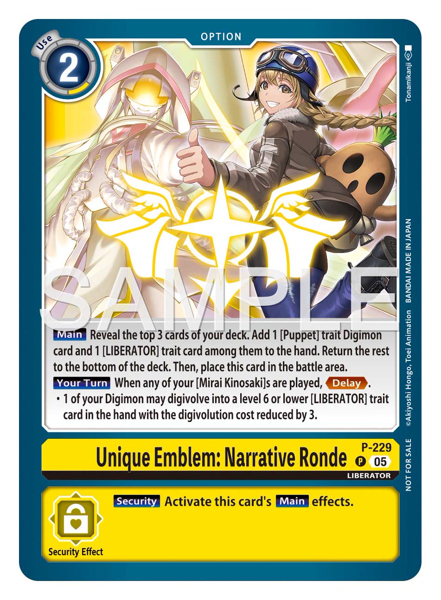 digimon_tcg_EN's tweet image. [Card Reveals]

Hello Digimon Tamers!
Today’s cards are the box toppers [EX11-023 Kaguyamon] &amp;amp; [P-229 Unique Emblem: Narrative Ronde]! #DigimonLiberator

EXTRA BOOSTER DAWN OF LIBERATOR [EX-11]
In stores February, 2026!
world.digimoncard.com/products/pack/…

#DigimonCardGame
#DigimonTCG…