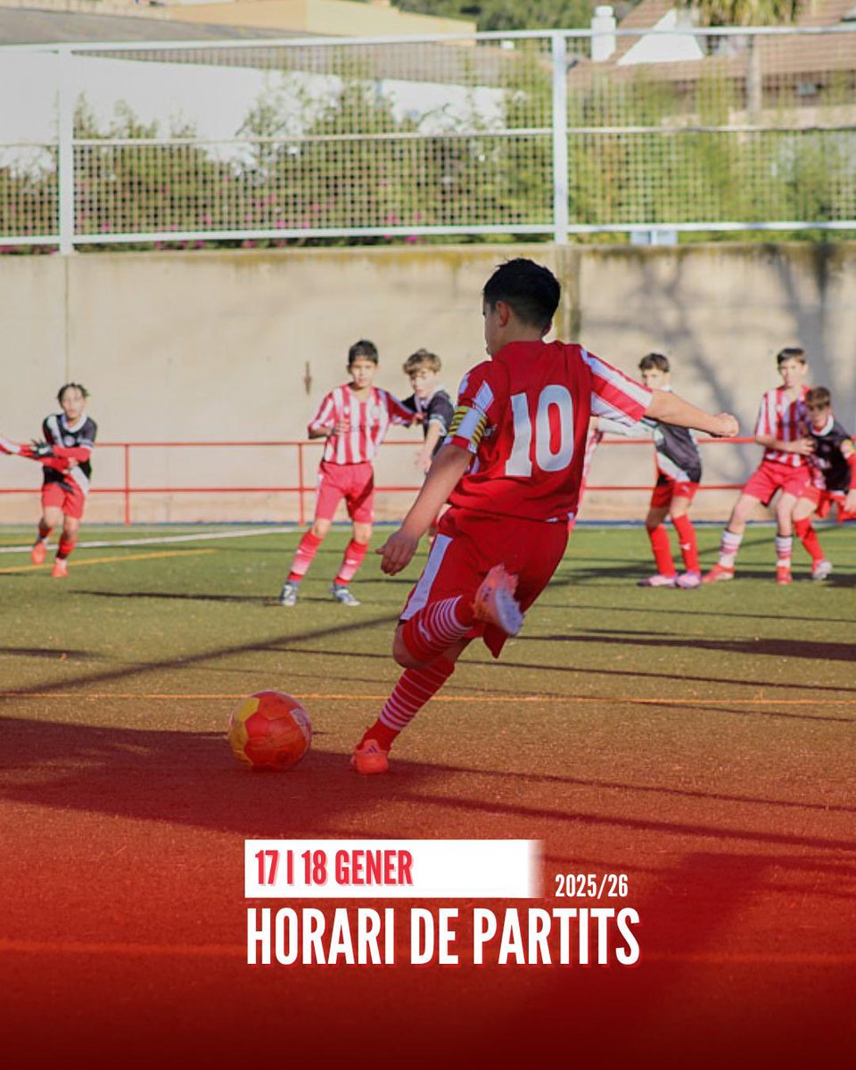 CFOlimpic's tweet photo. Horaris dels partits del cap de setmana del 17 i 18 de gener de 2026 dels equips del #FBase, #FAmateur i #FutFem del #CFOLG que es jugaran FORA✈️

#CFOLG
#goreds🔴🔴 https://t.co/TRngmLEOZn