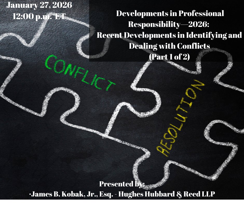 Strengthen your approach to conflicts management with practical guidance informed by courts and ethics bodies nationwide 🧠
celesq.com/webcast/develo…
#LegalEthics #CLEWebinar #ProfessionalDevelopment