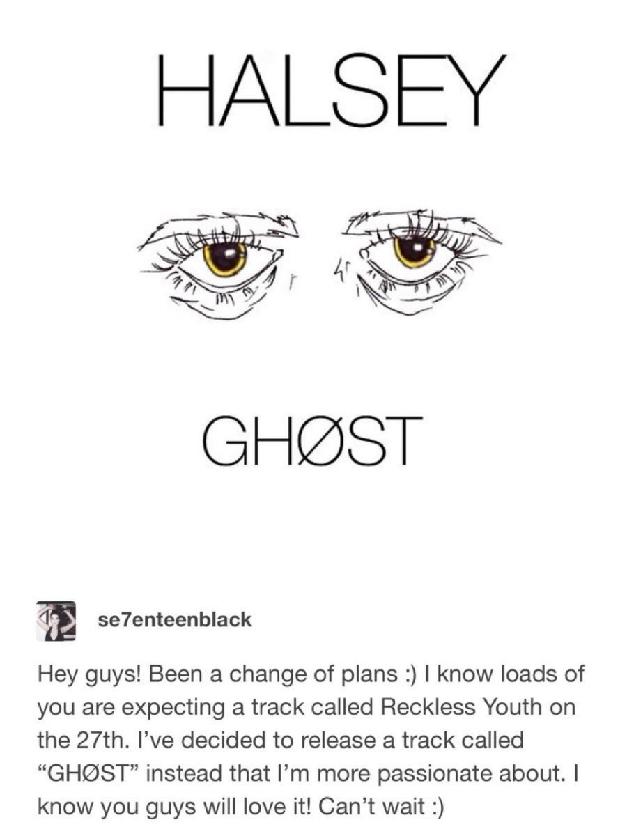 throwbackhals's tweet photo. On this day 12 years ago, January 16th 2014, Halsey announces they would be releasing Ghost instead of Reckless Youth as her first single since she was more passionate about it, Ghost ended up getting her calls from multiple record companies hours after being posted to soundcloud https://t.co/owgSkzzUEZ