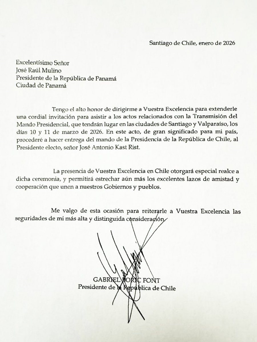 Chile es el principal usuario sudamericano del Canal. Su presidente electo, <a href="/joseantoniokast/">José Antonio Kast Rist 🖐️🇨🇱</a>, viene a Panamá en enero y yo iré en marzo. Tenemos mucho por hacer juntos en temas estratégicos y somos países hermanos. Juntos seremos más fuertes!!