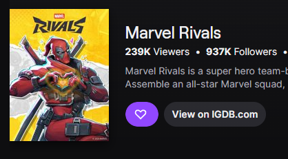Vodible's tweet image. Marvel Rivals has reached their highest peak player count since Season 2.5 in May 2025 and is the highest viewed game on twitch right now #MarvelRivals