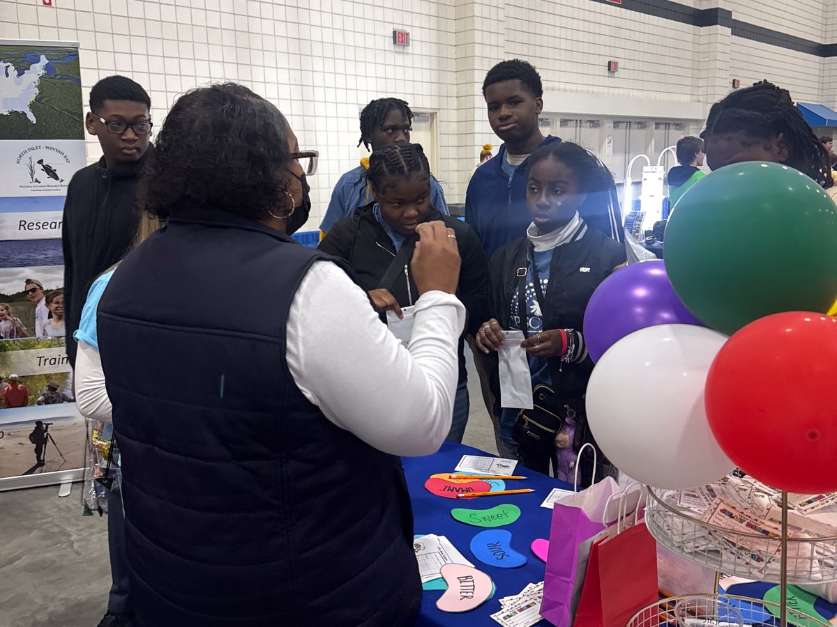 SCState1890's tweet photo. Our 4-H Youth Development, Sustainable Agriculture, and Family Nutrition and Health agents from the Coastal, Pee Dee and Santee-Wateree regions joined Pathway2Possibilities SC in Myrtle Beach to introduce middle schoolers to careers in agriculture, food and natural resources.🌱 https://t.co/8jwrFeQ3kT