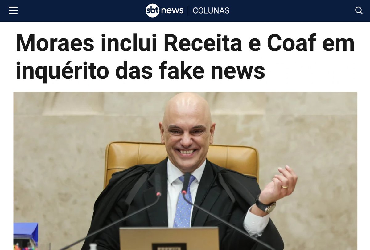 partidonovo30's tweet image. Alexandre de Moraes incluiu a Receita Federal e o Coaf no inquérito das fake news. Aquele inquérito ilegal, aberto de ofício pelo colega Dias Toffoli, sigiloso e prestes a completar 7 anos.

Também estão no inquérito:
-Elon Musk
-Monark
-Glenn Greenwald
-Folha de São Paulo
-Mário…