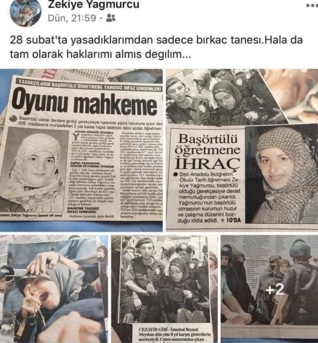 Başörtü zulmünün direnişçi isimlerinden #ZekiyeYağmurcu ablamızı vefat yıl dönümünde rahmetle anıyoruz…

28 Şubat karanlığında inancından, kimliğinden ve duruşundan asla taviz vermeyen; İstanbul Üniversitesi Fen-Edebiyat Fakültesi Tarih Bölümü öğrencisiyken başörtüsü sebebiyle