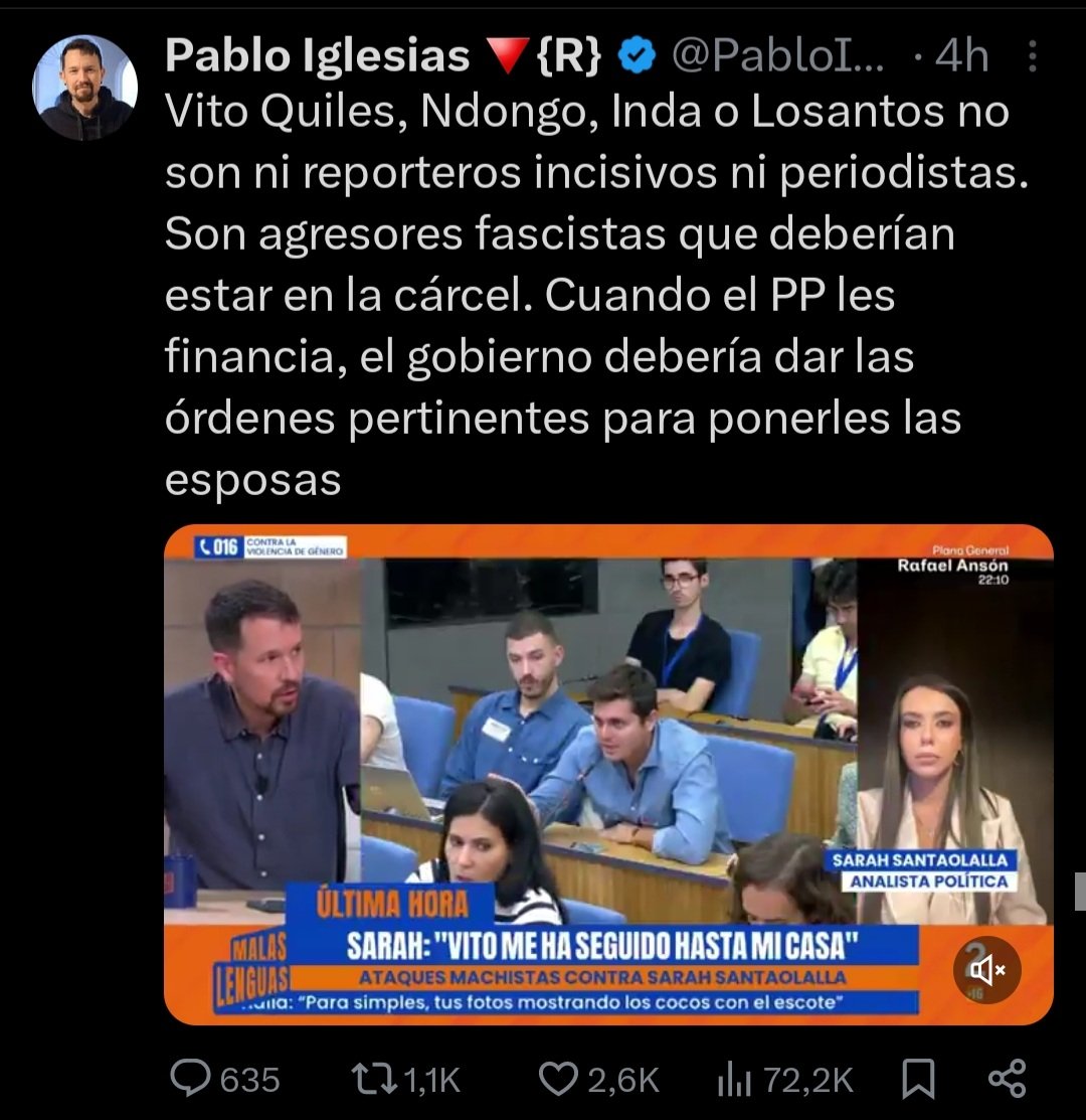Mr_Jones_k's tweet image. Pablo Iglesias pondría un Helicoide en España para encerrar a los periodistas que no se sometan al poder.
Por eso apoya al narcodictador asesino Maduro. Es igual que él.