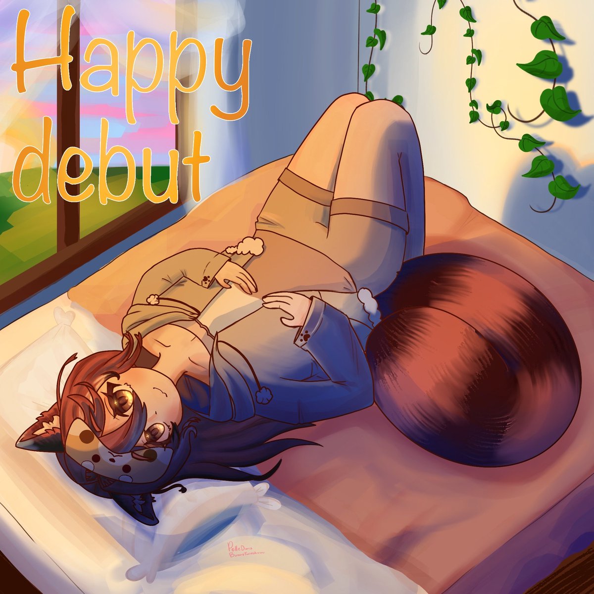 i got my first fanart just before my debut started and i've been so happy since ｡ﾟ･ (>﹏<) ･ﾟ｡

🎨: <a href="/Pelledoris/">BumBum</a> (thank you so much again!!! aaah!)
#emidoodle