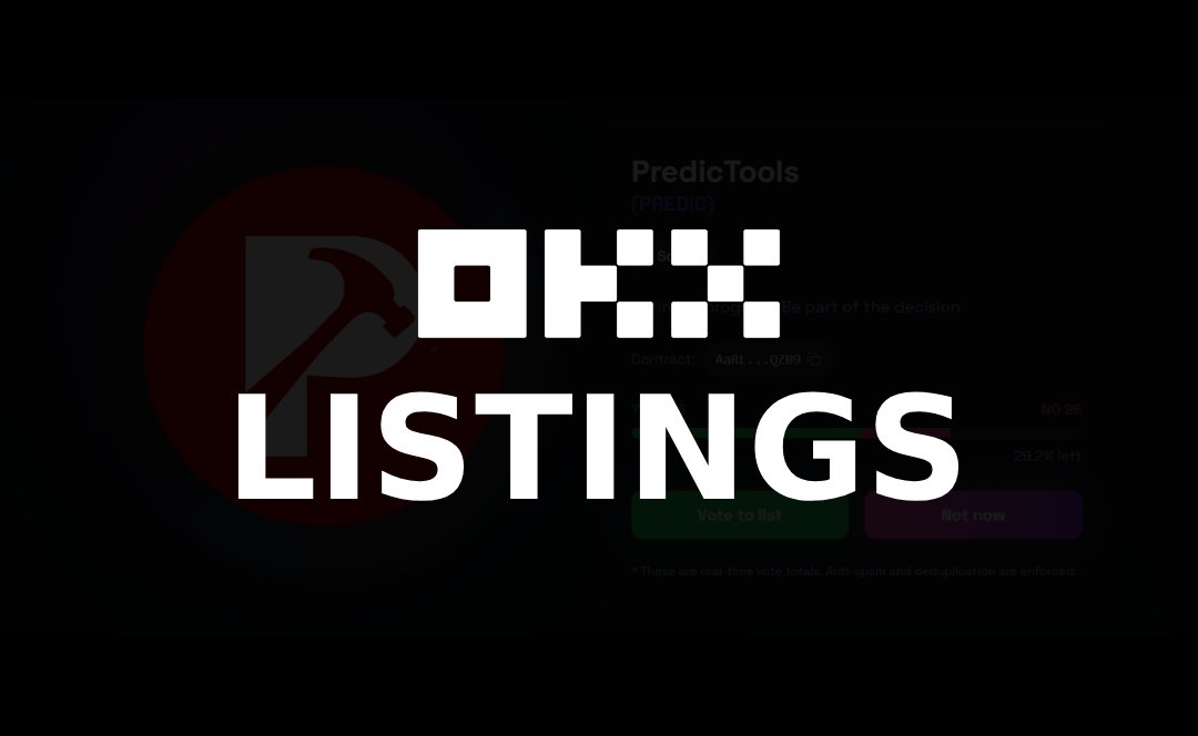 PredlicTools's tweet image. $PREDIC is only a few votes away from an OKX listing.

We’re already in the final stages of the OKX process — now it’s time to show how strong our community is. This vote can help push the next major milestone.

Take 60 seconds to vote, and tag a friend to help spread awareness.…
