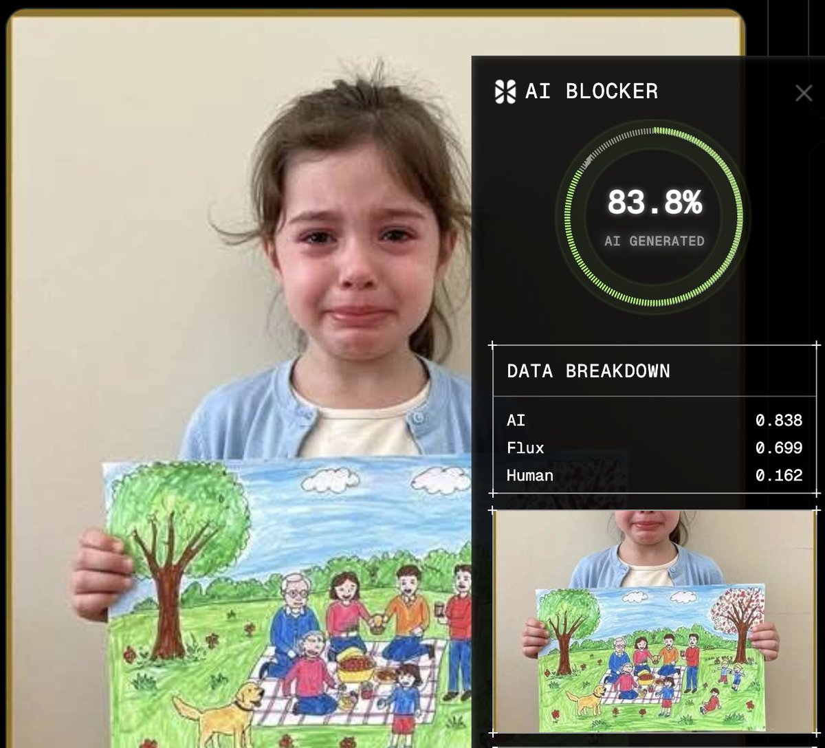 AI sympathy slop is a category that should be addressed, just like ahem certain images were with <a href="/grok/">Grok</a>. 

Awful use of AI and engagement bait 

This account blocked me but maybe someone can  share with the comments section that this is AI x.com/ElinaMia34/sta…