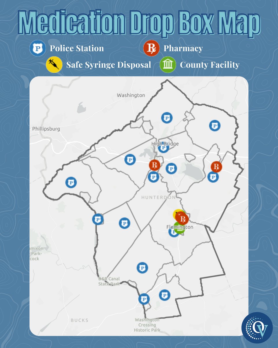 OneVoiceHC's tweet image. Do you have unused or expired over-the-counter or prescription medicines in your home? 💊 Scroll through to find a list and map of the many convenient medicine drop box locations in Hunterdon County! 🗺️
#onevoice #togetherwethrive
#lockitup #opioidsafety