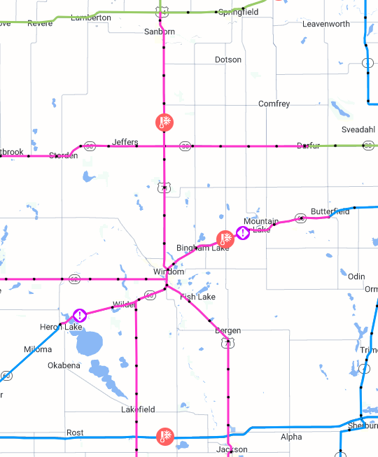 CottonwoodCoEM's tweet image. The Winter Weather Advisory had been extended until midnight tonight.
Law Enforcement and towing companies have been assisting many vehicles in the ditch this afternoon, mostly on highway 60 between Windom and Mountain Lake.  Roads are extremely slick.
Please stay home tonight.