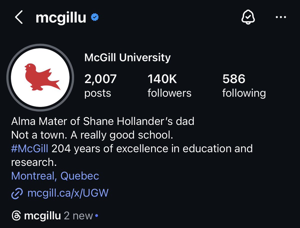 MaxJGao's tweet image. Not my alma mater (@McGillU) changing its bio after the success of #HeatedRivalry