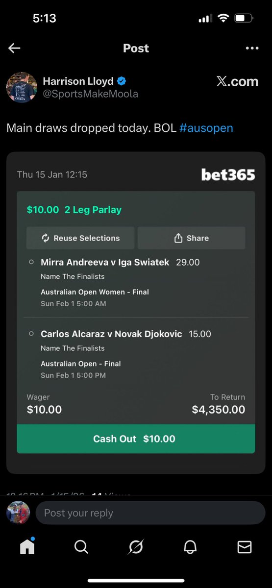 t_long02's tweet photo. @SportsMakeMoola @StoolTennis @StevenCheah When you win you can make 25 parlays https://t.co/Xh8eXQMqkr