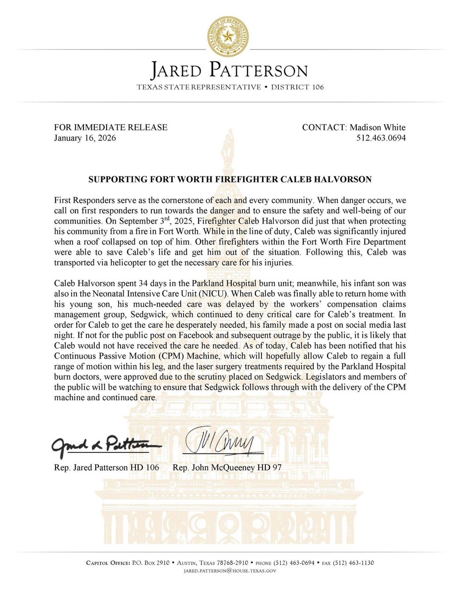 Office of State Representative Jared Patterson tweet media