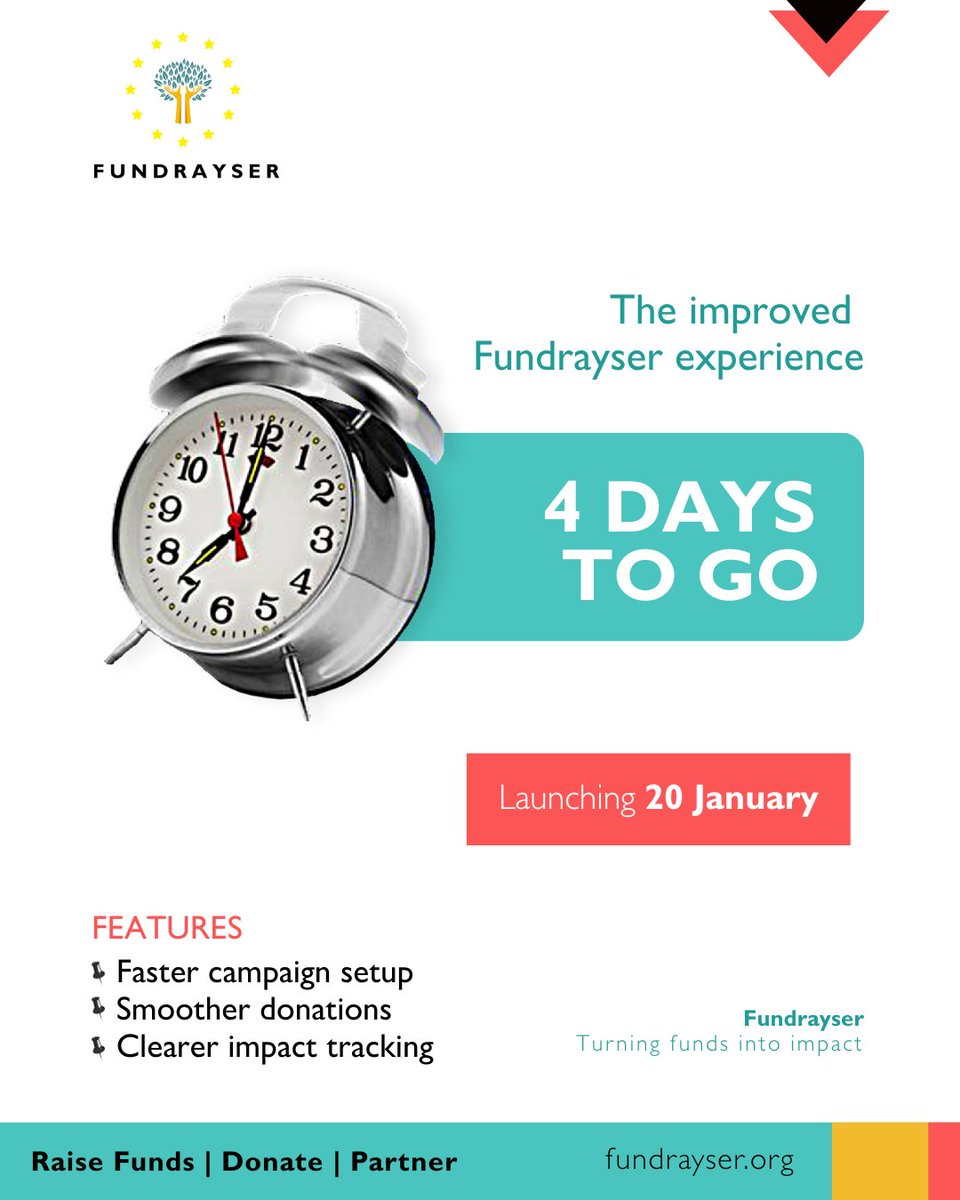 fundrayser's tweet image. Countdown starts today ⏳
Something better is coming to how we raise funds and support causes.
Invite your friends, share this, and sign up on Fundrayser to be ready from 20th January.

#Fundrayser #Countdown #Crowdfunding #GiveBack