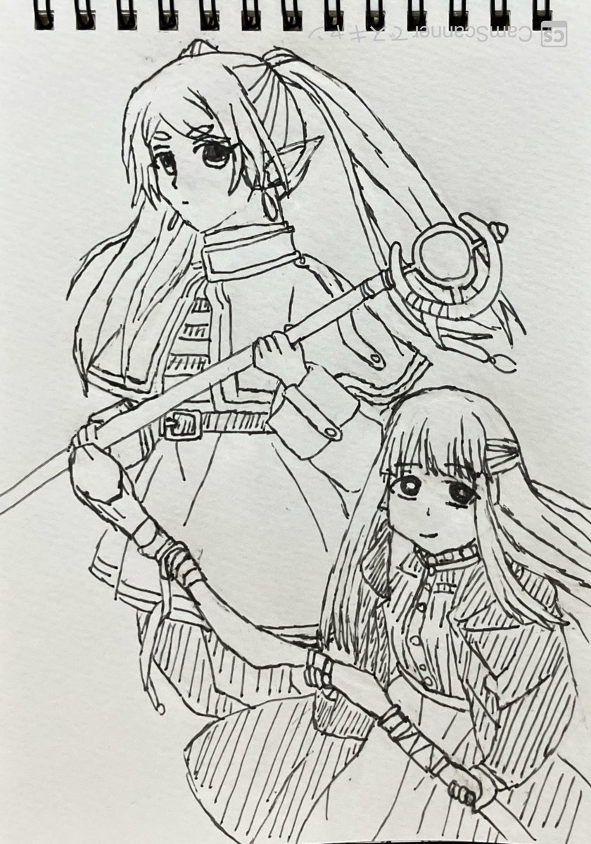 おはようございます！
現在旅行真っ最中です！
そんな中でも時間があればお絵描き😆

昨日葬送のフリーレンを見たのでその衝動でお絵描き！

紙とペンだけは持ってきたのでいつでも簡易的な絵は描けます💪