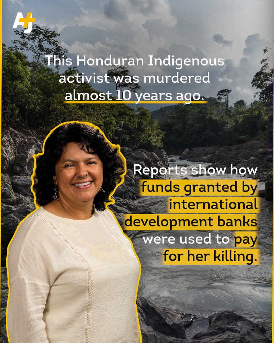 ajplus's tweet photo. Almost 10 years since Honduran Indigenous activist Berta Cáceres was murdered, a report has shed new light on how her murder was financed by funds disbursed by international development banks. https://t.co/4ZNQsRKjOT