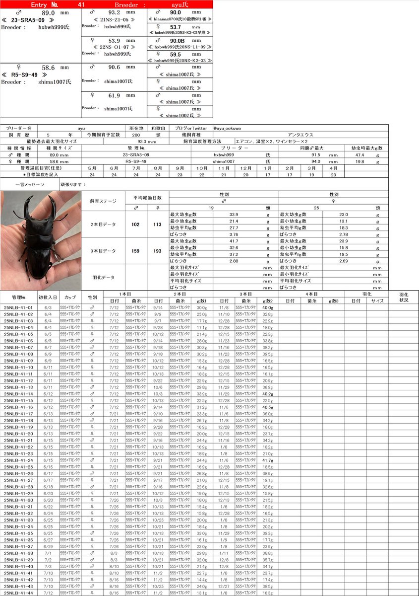 25年度NLB管理表到着分 24年度優勝world ace3さん 昨年エアコン故障で