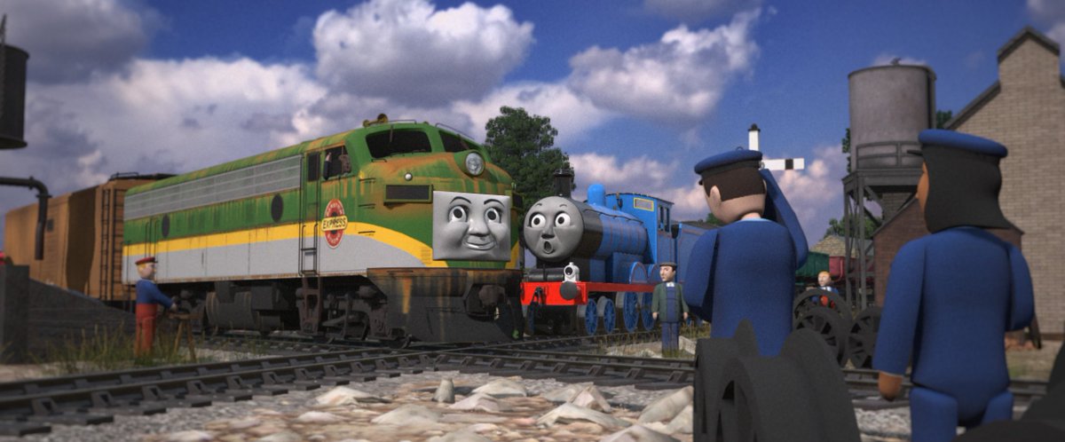 phoenixash49's tweet photo. "Super" E.D-E. zipped along the line. Edward was waiting at a intersection when the hybrid ran right through.

"OUTTA THE WAY EDWARDDD!!" he cried. "A REALL EEDDDIEE COMING RIGHT THROUGHHH!!"

"Flatten my rods!" choked Edward. "What a horrid diesel!" https://t.co/GvCyngun0G