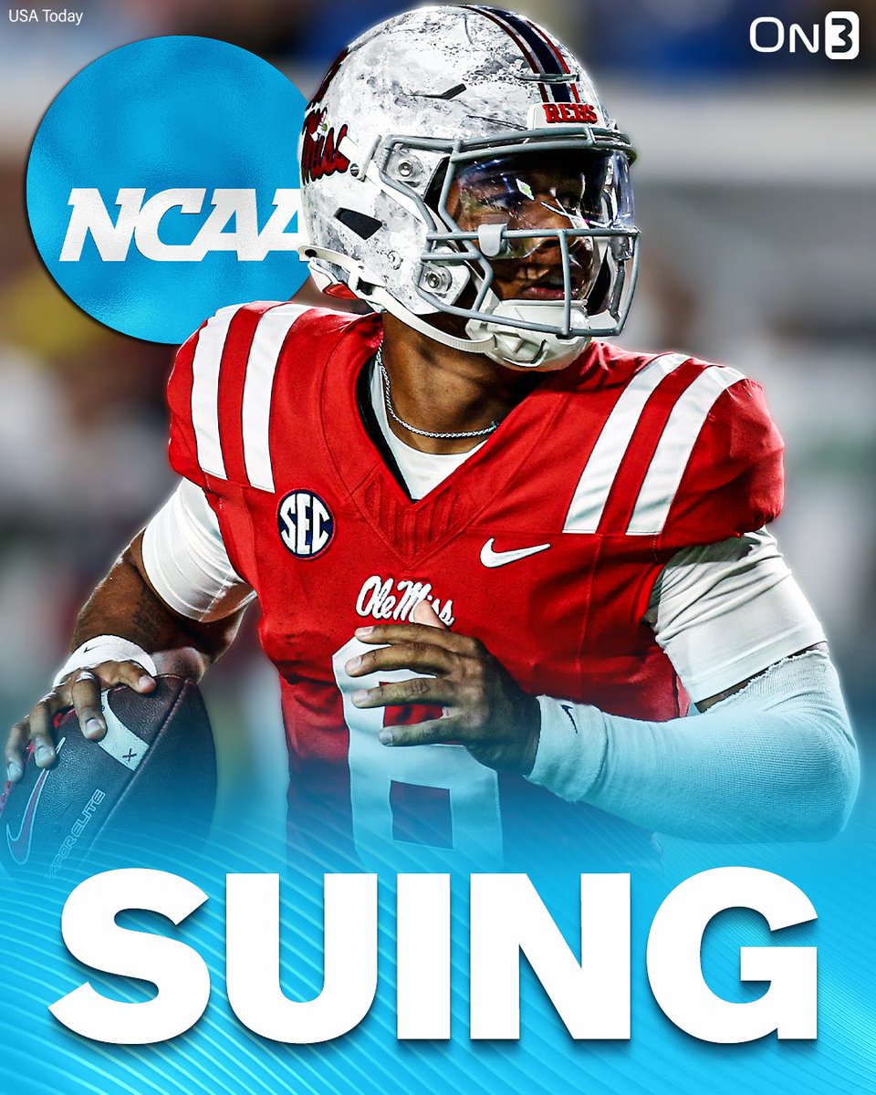 On3's tweet image. NEW: Ole Miss QB Trinidad Chambliss is suing the NCAA in Mississippi state court for a 6th season of eligibility👀

(via @AndyStaples) 

Details:  on3.com/news/ole-miss-…