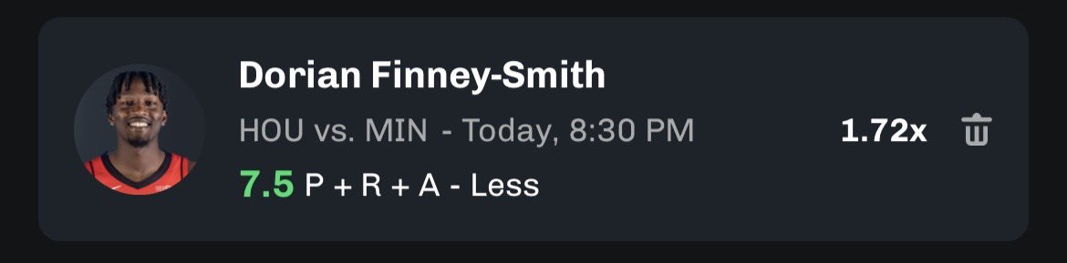 NBA🏀 Potd 🔒

Dorian Finney-Smith Under 7.5 P+R+A