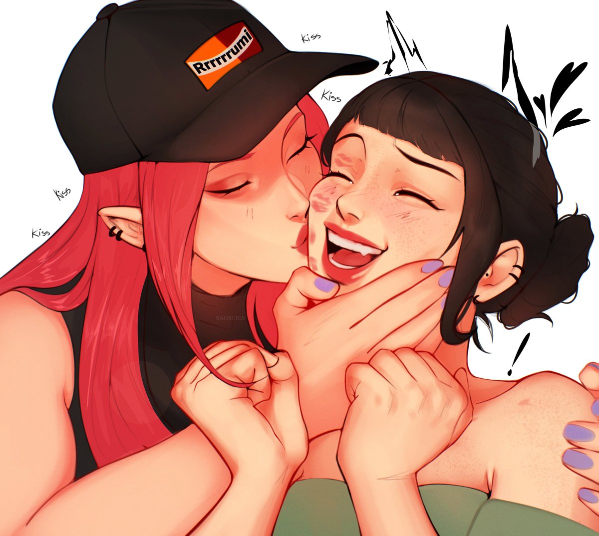 baobeics's tweet image. zoemira kisses #KPOPDEMOMHUNTERS 💚🩷