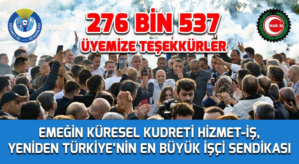 EMEĞİN KÜRESEL KUDRETİ HİZMET-İŞ, YENİDEN TÜRKİYE’NİN EN BÜYÜK İŞÇİ SENDİKASI

Çalışma ve Sosyal Güvenlik Bakanlığı tarafından 6356 sayılı Sendikalar ve Toplu İş Sözleşmesi Kanunu gereğince; İşkollarındaki işçi sayıları ve sendikaların üye sayılarına ilişkin 2026 Ocak ayı