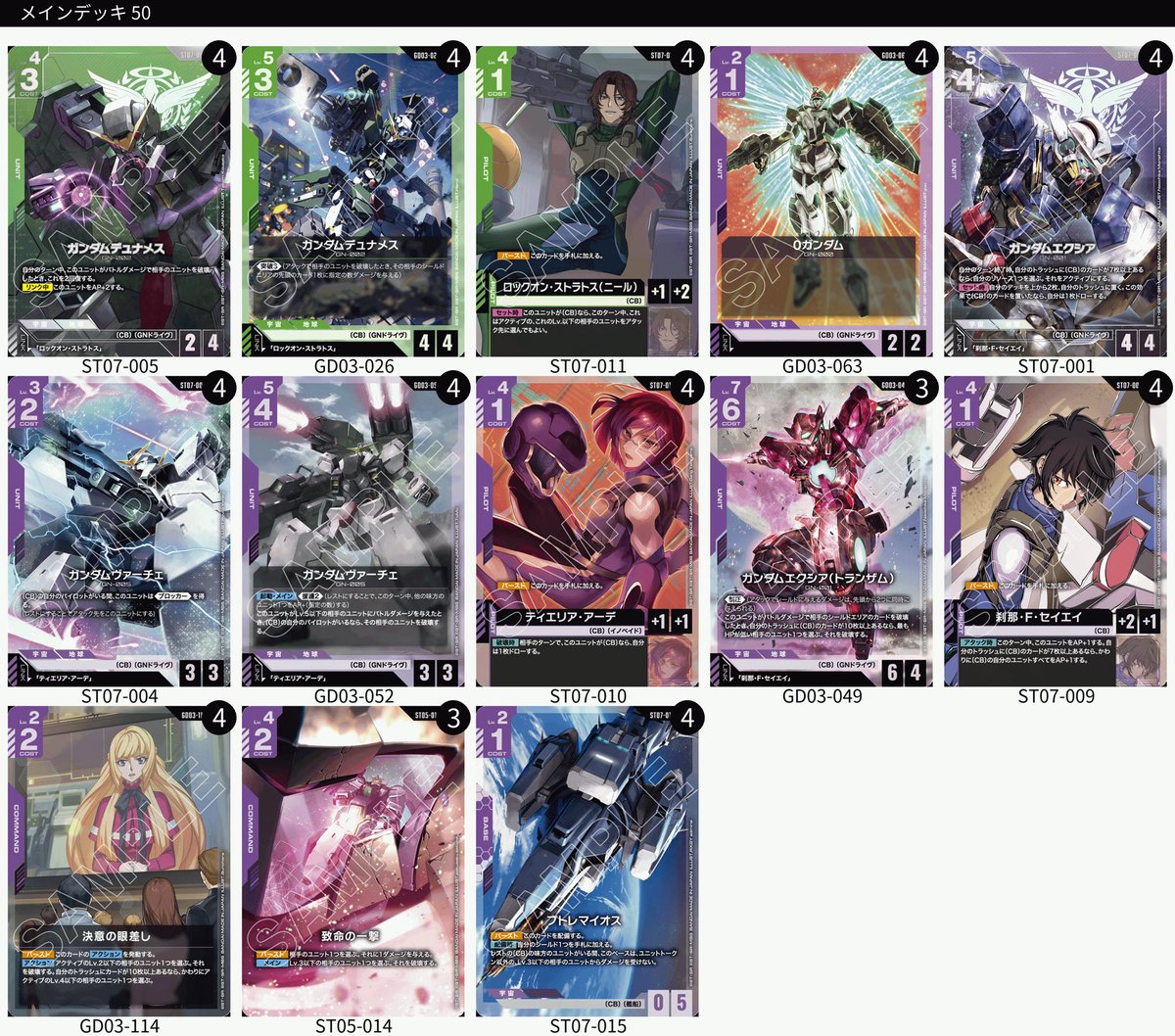 ガンダムカードゲーム 00ソレスタルビーイングデッキ やれるのかはまだ