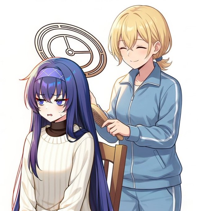 #シャーレの先生は目が見えない
「綺麗になったねえ。ウイちゃん髪の毛きれいだから梳かさないと勿体ないよ」
「うう……(なんか私、女の子してませんか……? お風呂も毎日入るようになりましたし……お化粧も教わったし……)」 